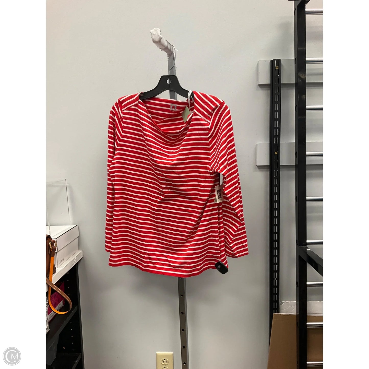 Top Long Sleeve By Anne Klein In Striped Pattern, Size: L