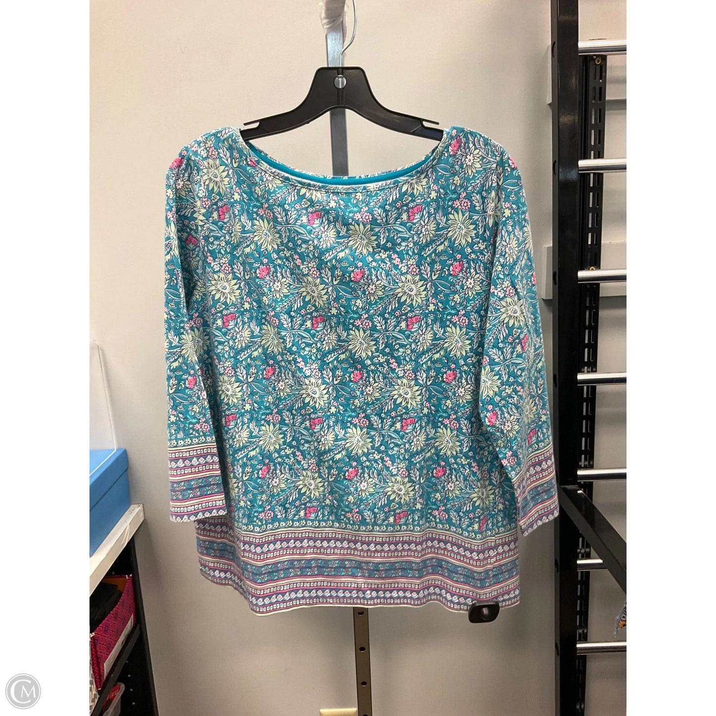 Top 3/4 Sleeve By Talbots In Floral Print, Size: L
