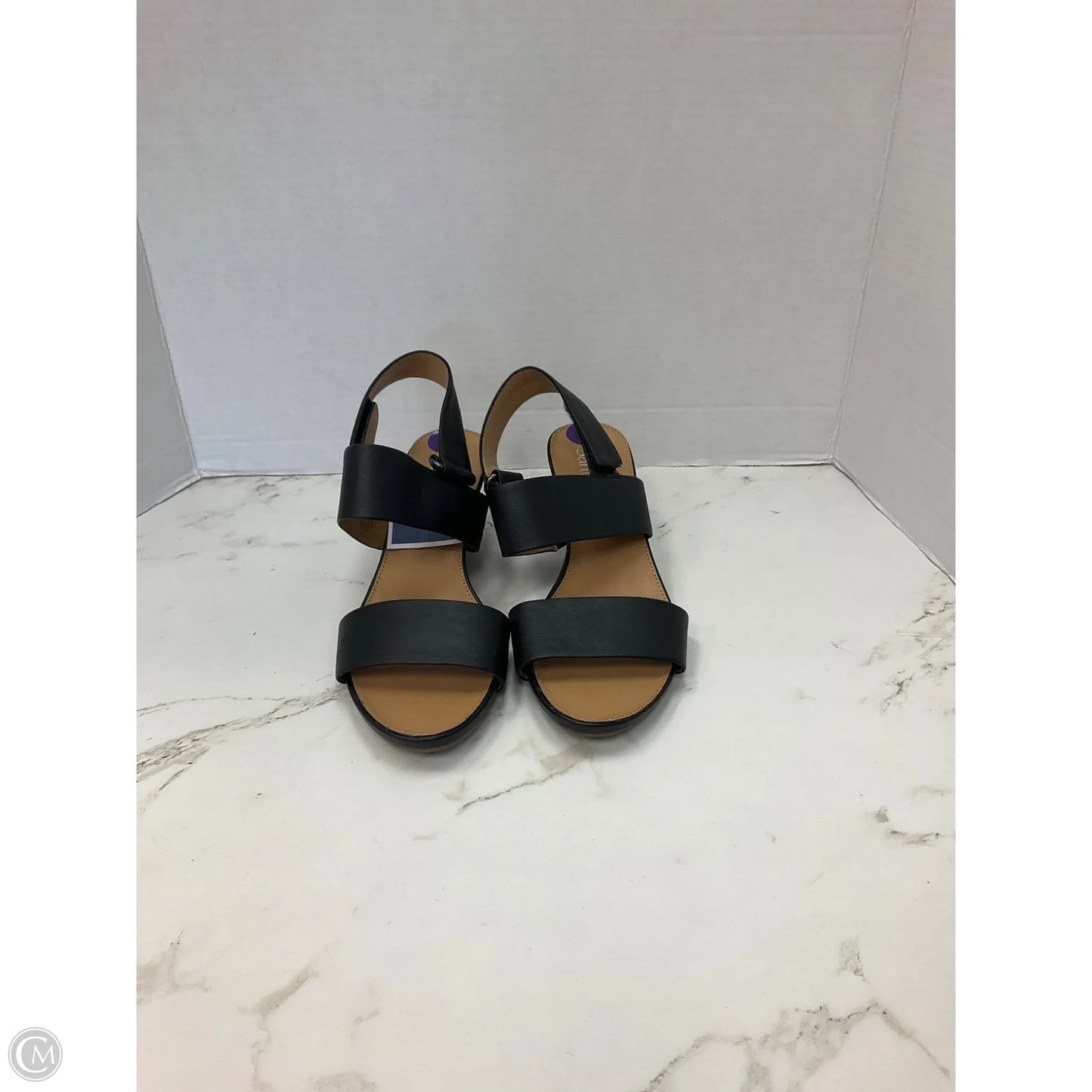 Sandals Heels Wedge By Franco Sarto In Black, Size: 8.5