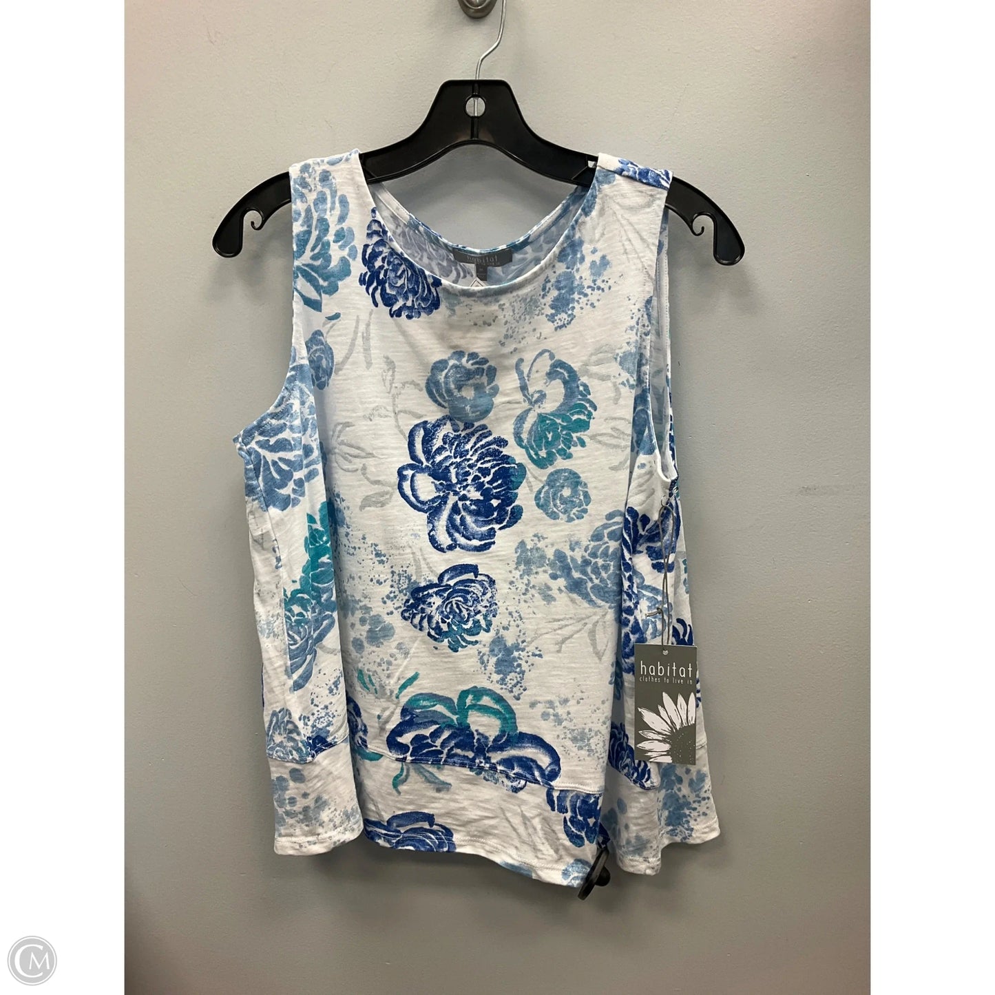 Top Sleeveless By Habitat In Blue & White, Size: M