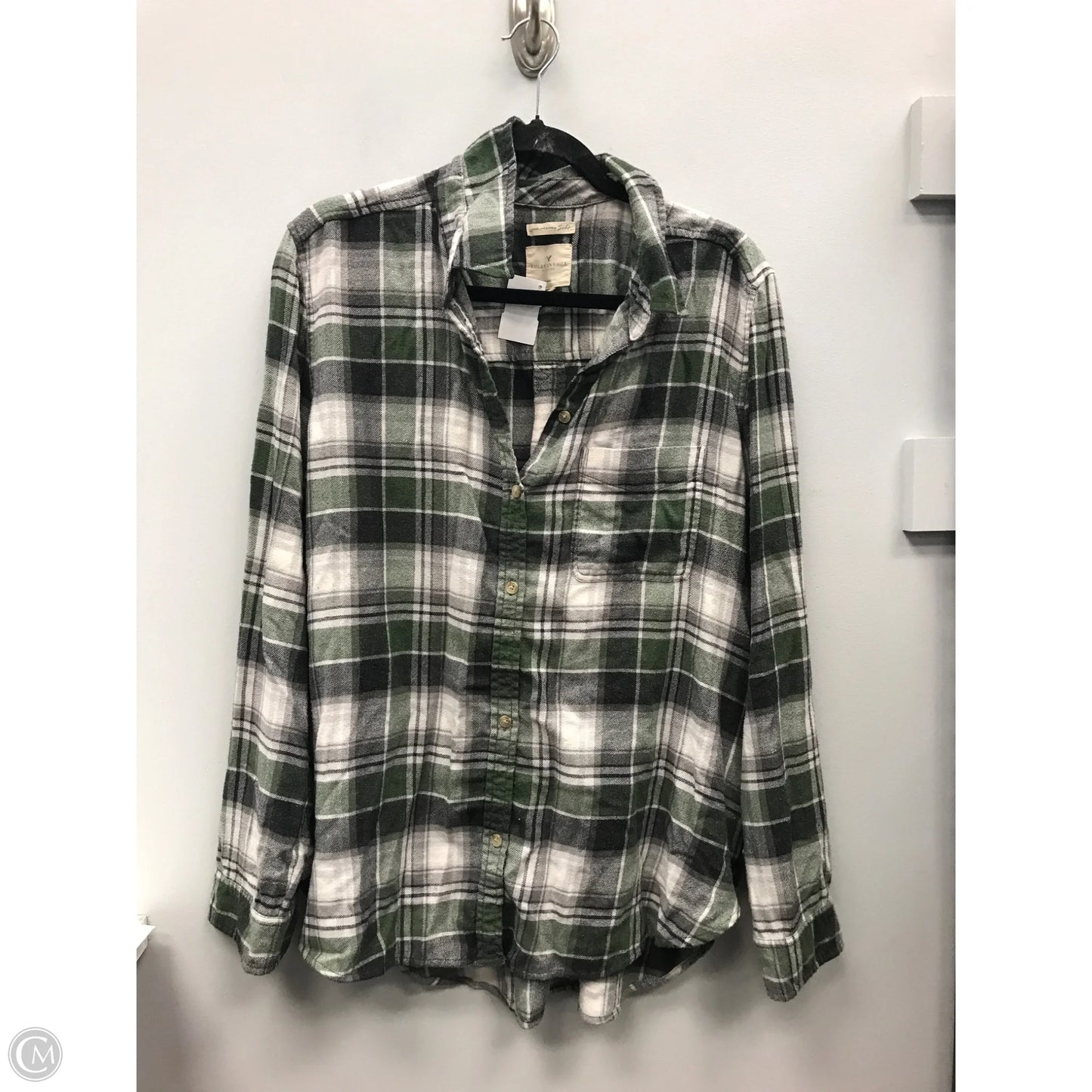 Top Long Sleeve By American Eagle In Plaid Pattern, Size: Xl