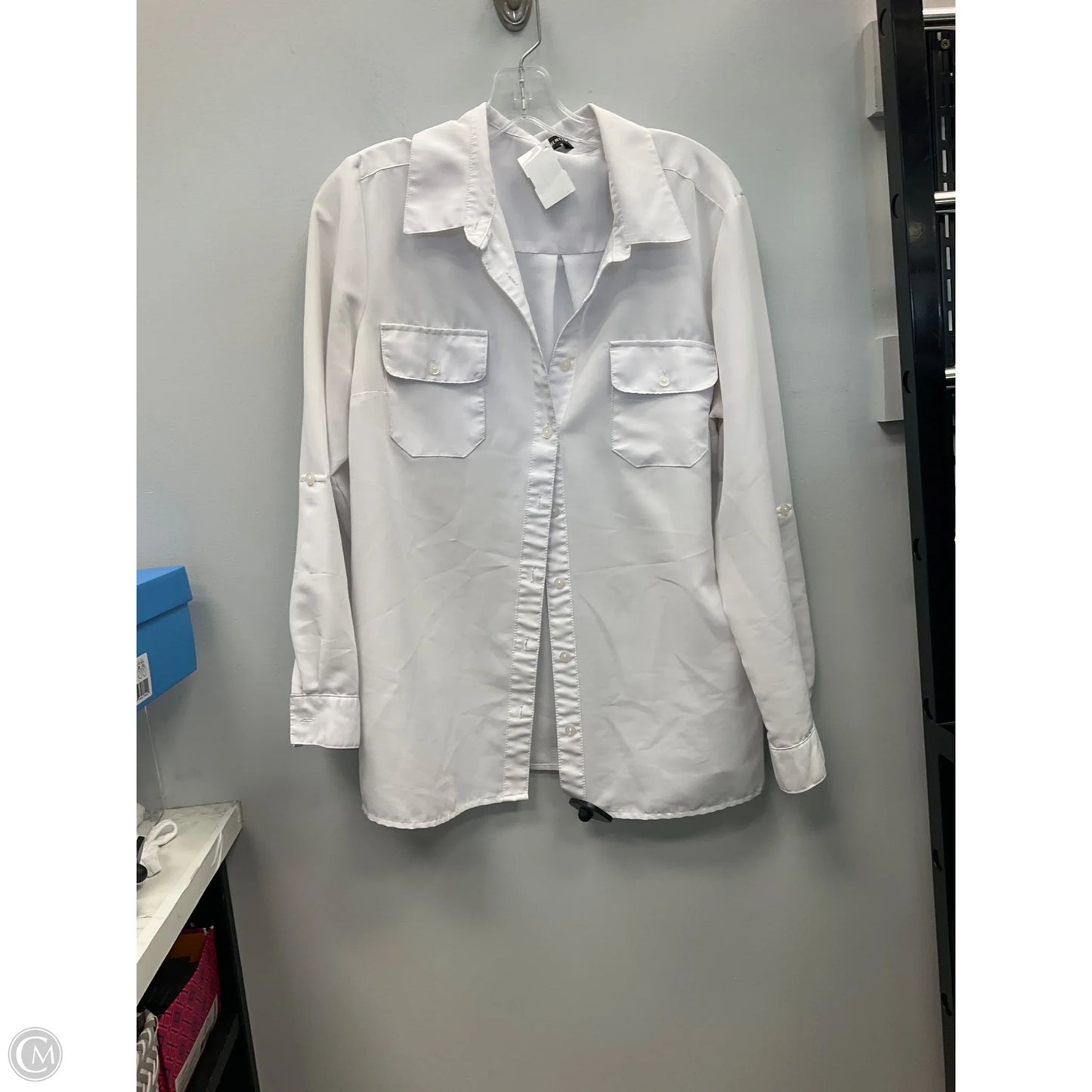 Blouse Long Sleeve By Elementz In White, Size: L