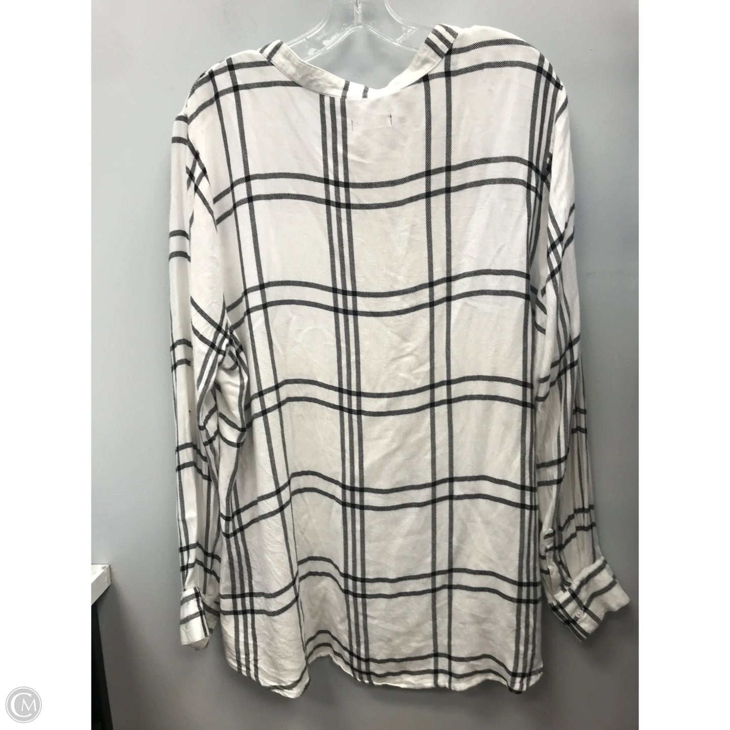 Top Long Sleeve By Max Jeans In Black & White, Size: 1x