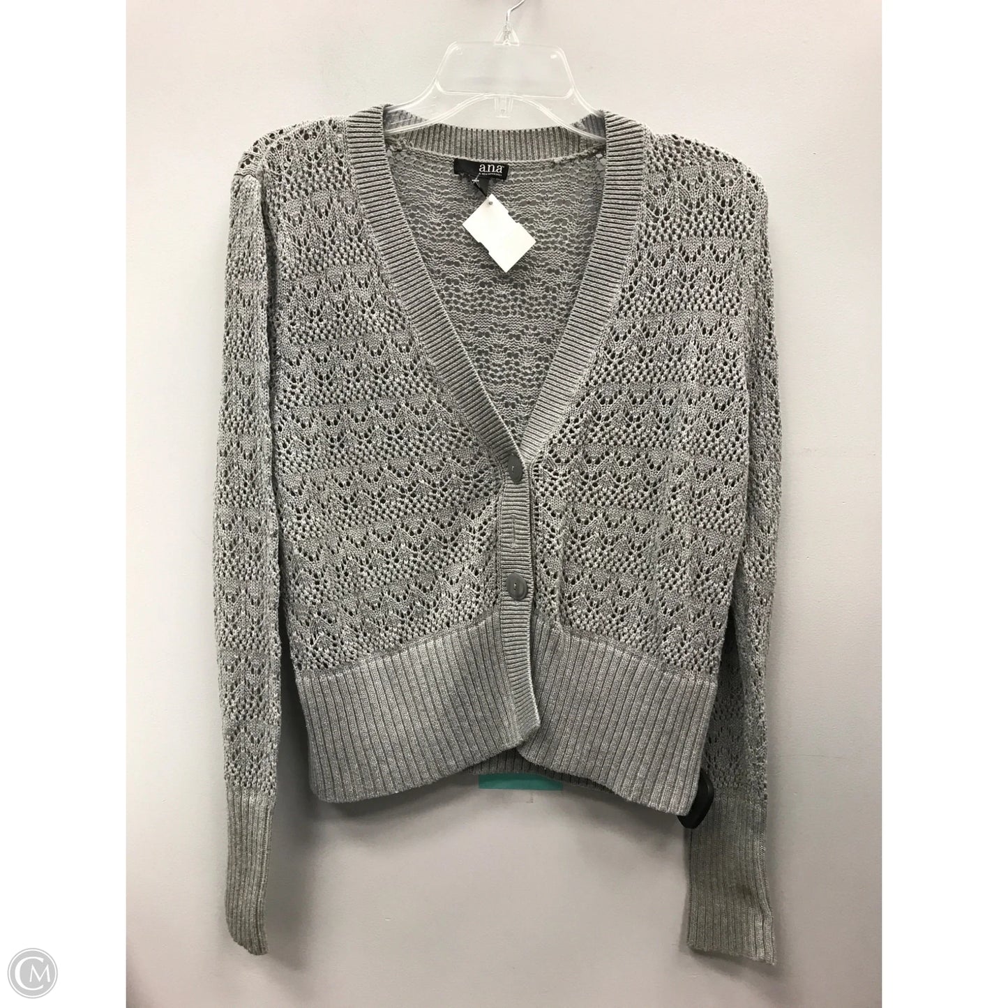 Sweater Cardigan By Ana In Grey, Size: Xl