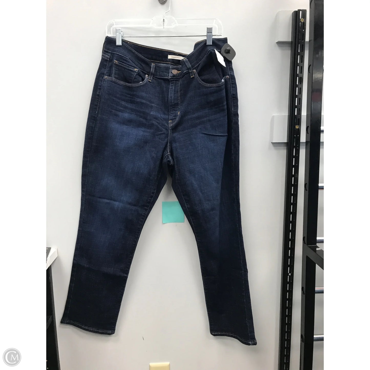 Jeans Straight By Levis In Blue Denim, Size: 14