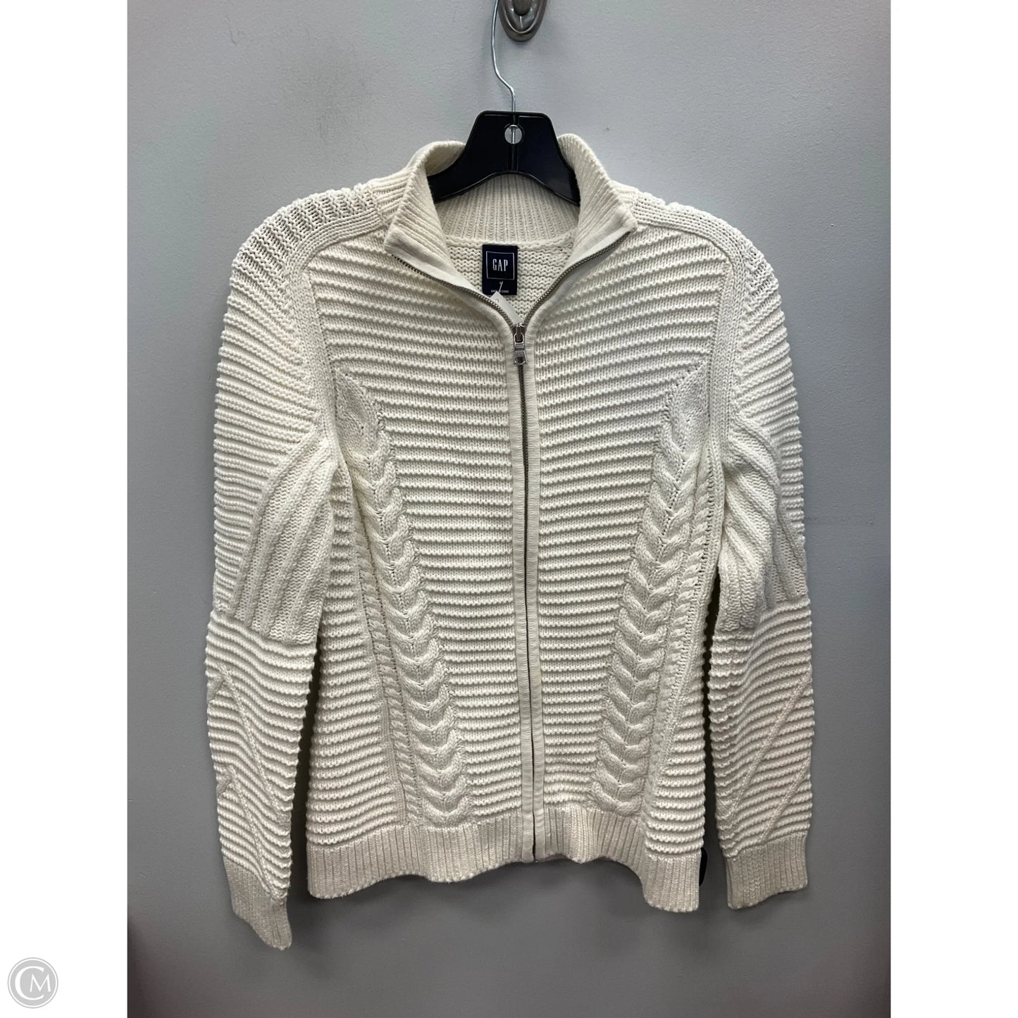 Sweater Cardigan By Gap In Ivory, Size: S