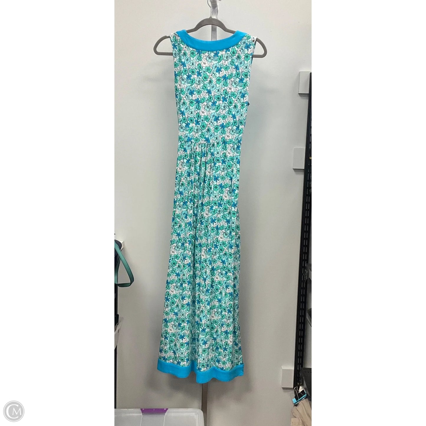 Dress Casual Maxi By Lands End In Blue & Green, Size: M