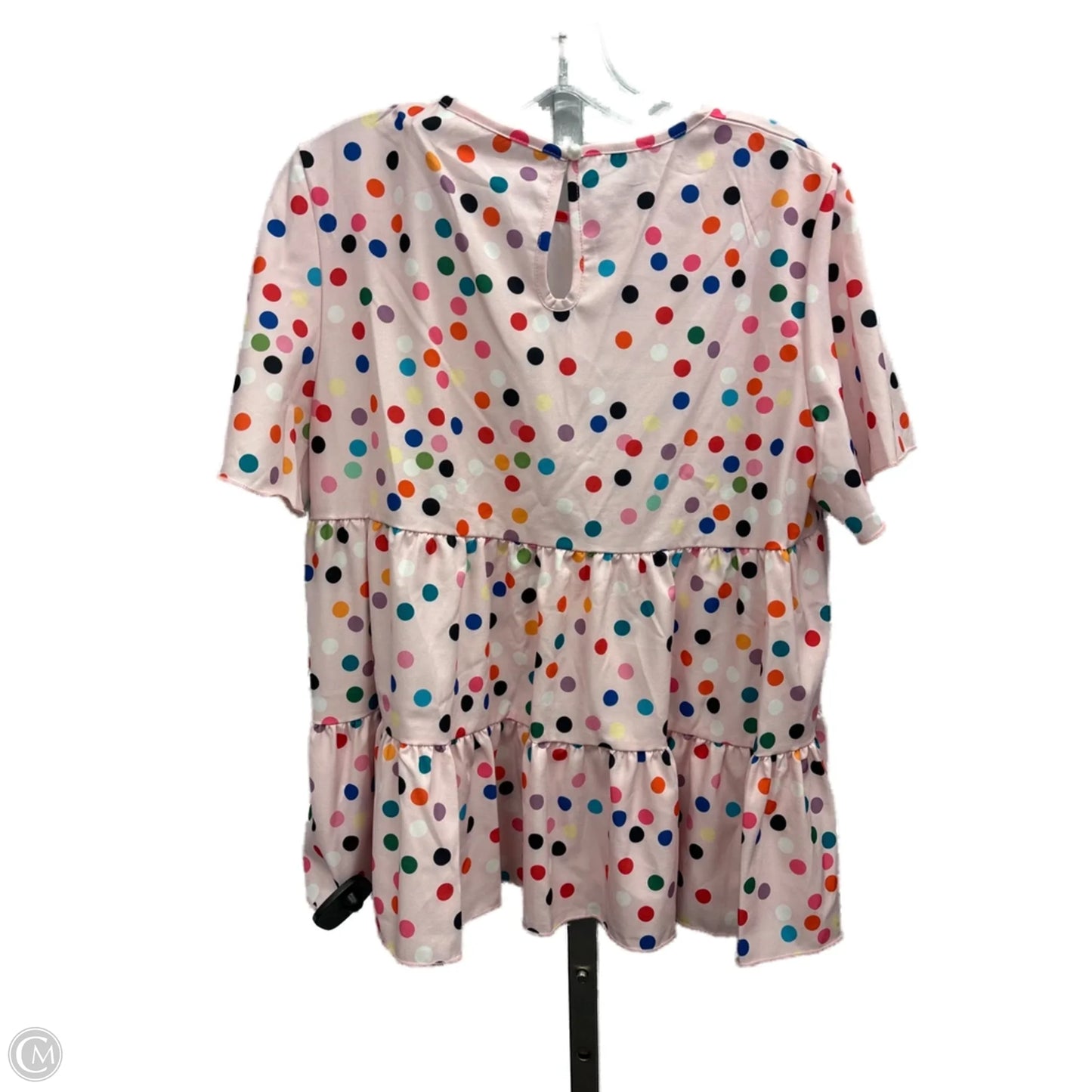 Top Short Sleeve By Shein In Polkadot Pattern, Size: L