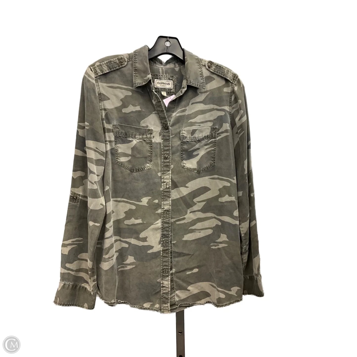 Top Long Sleeve By Express In Camouflage Print, Size: S