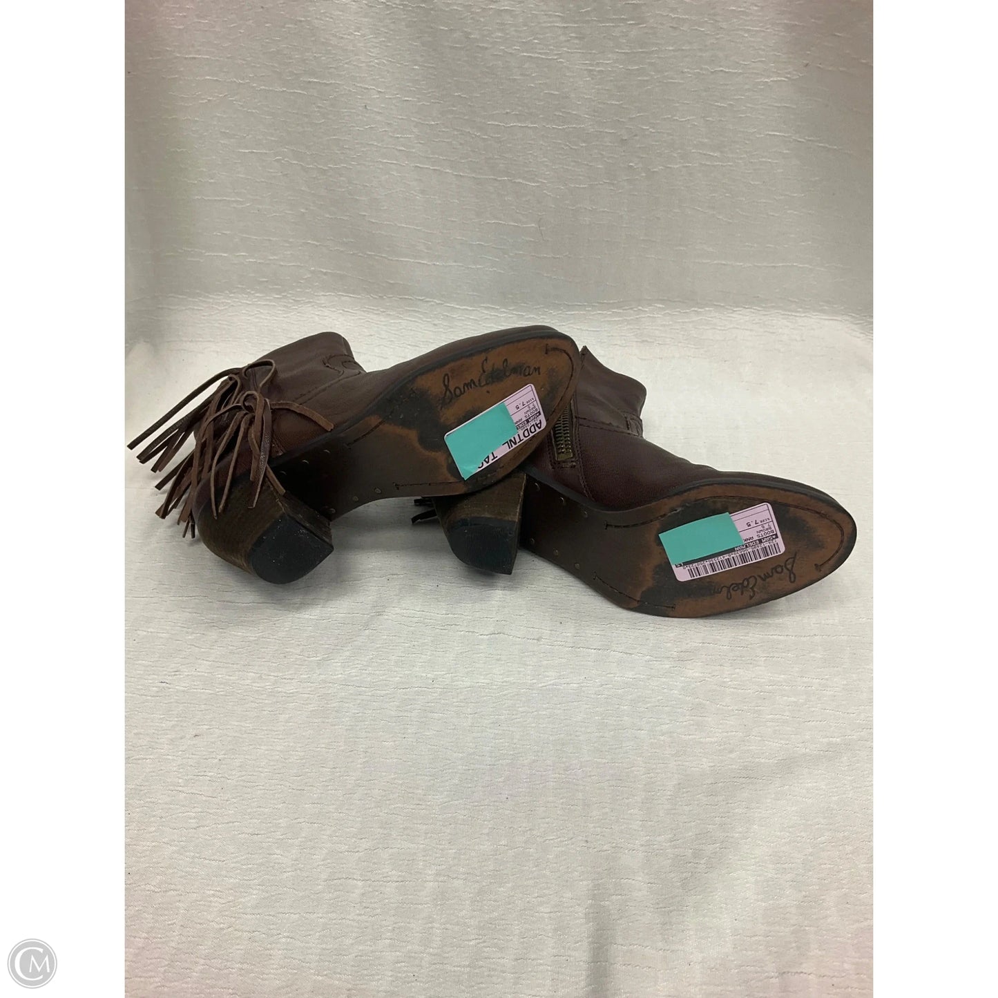 Boots Ankle Heels By Sam Edelman In Brown, Size: 7.5