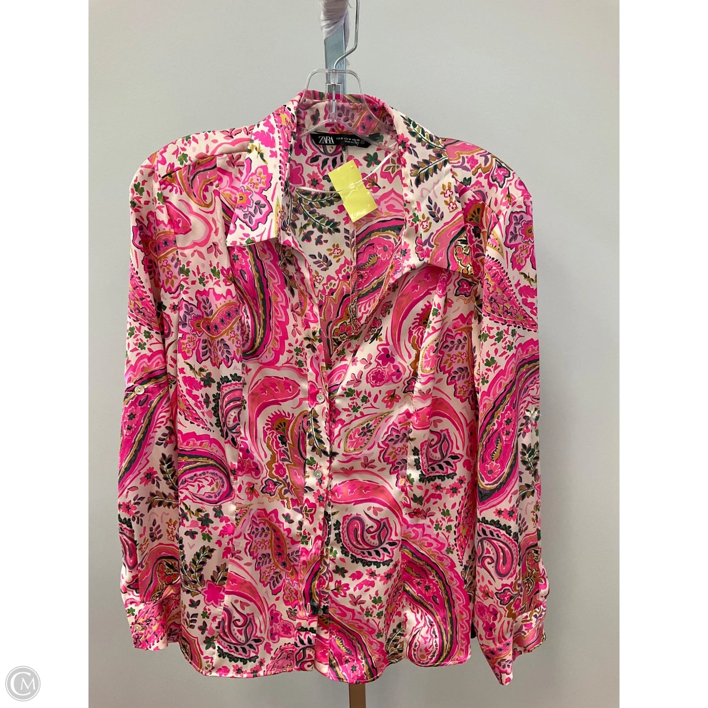 Blouse Long Sleeve By Zara In Pink, Size: M