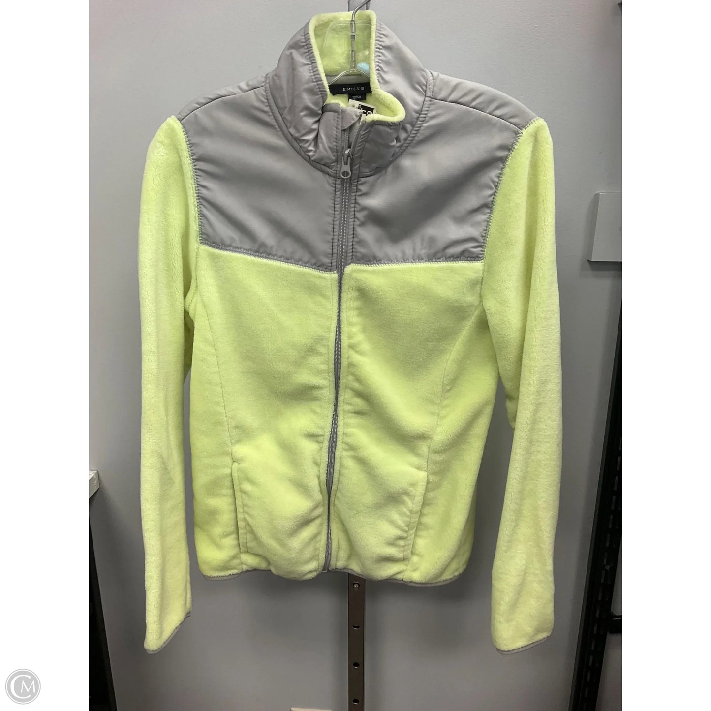 Jacket Faux Fur & Sherpa By Clothes Mentor In Green & Grey, Size: M