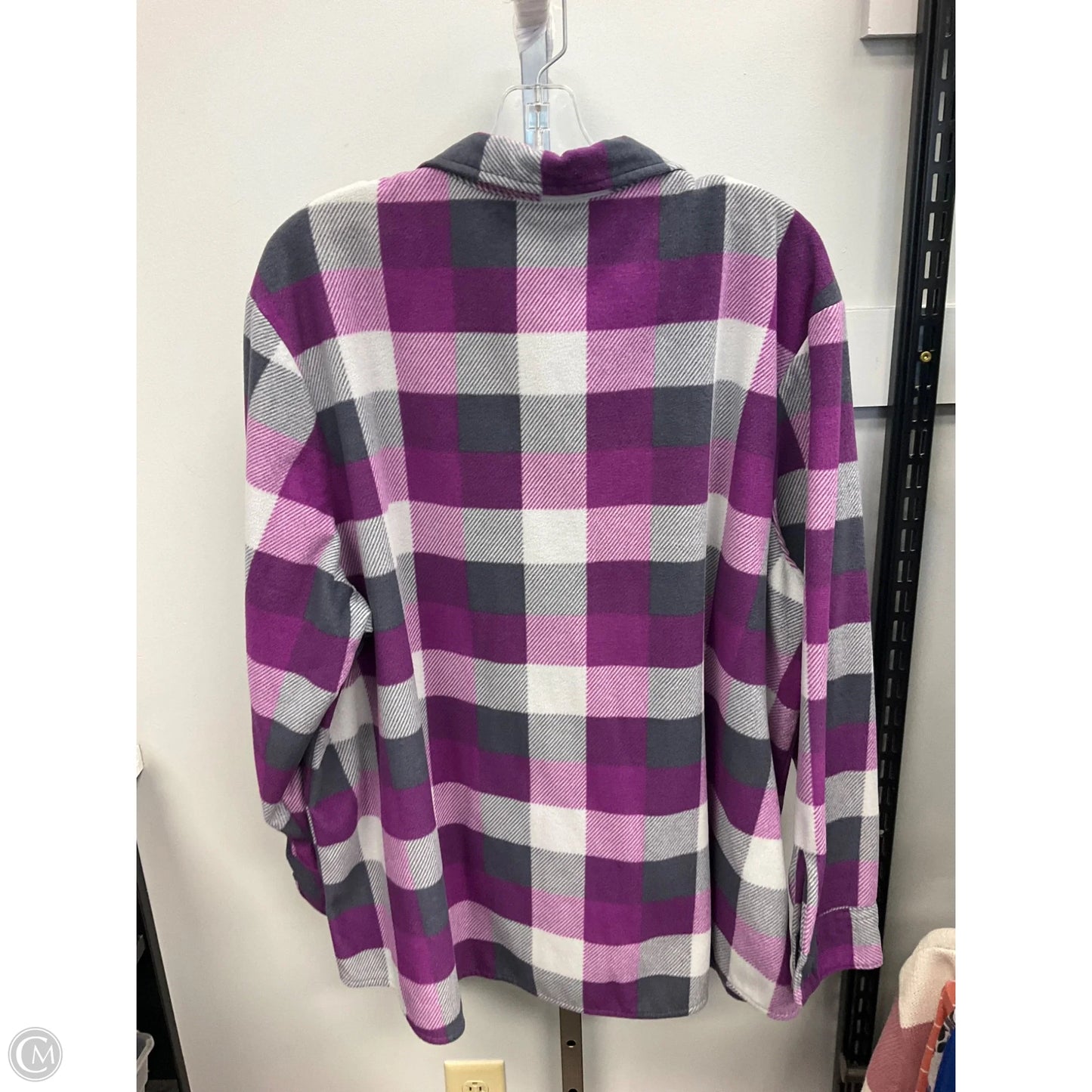 Top Long Sleeve By Riders In Plaid Pattern, Size: 2x