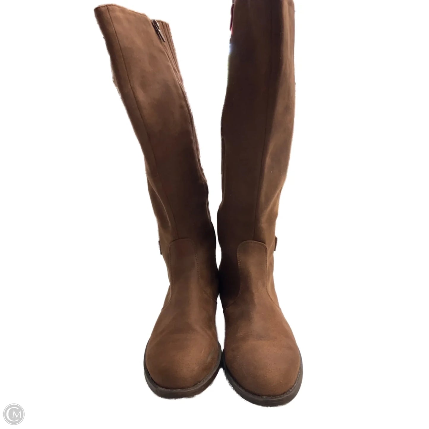 Boots Mid-calf Flats By Clothes Mentor In Brown, Size: 9.5