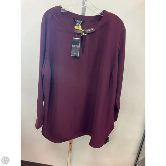 Blouse Long Sleeve By Lauren By Ralph Lauren In Maroon, Size: 2x