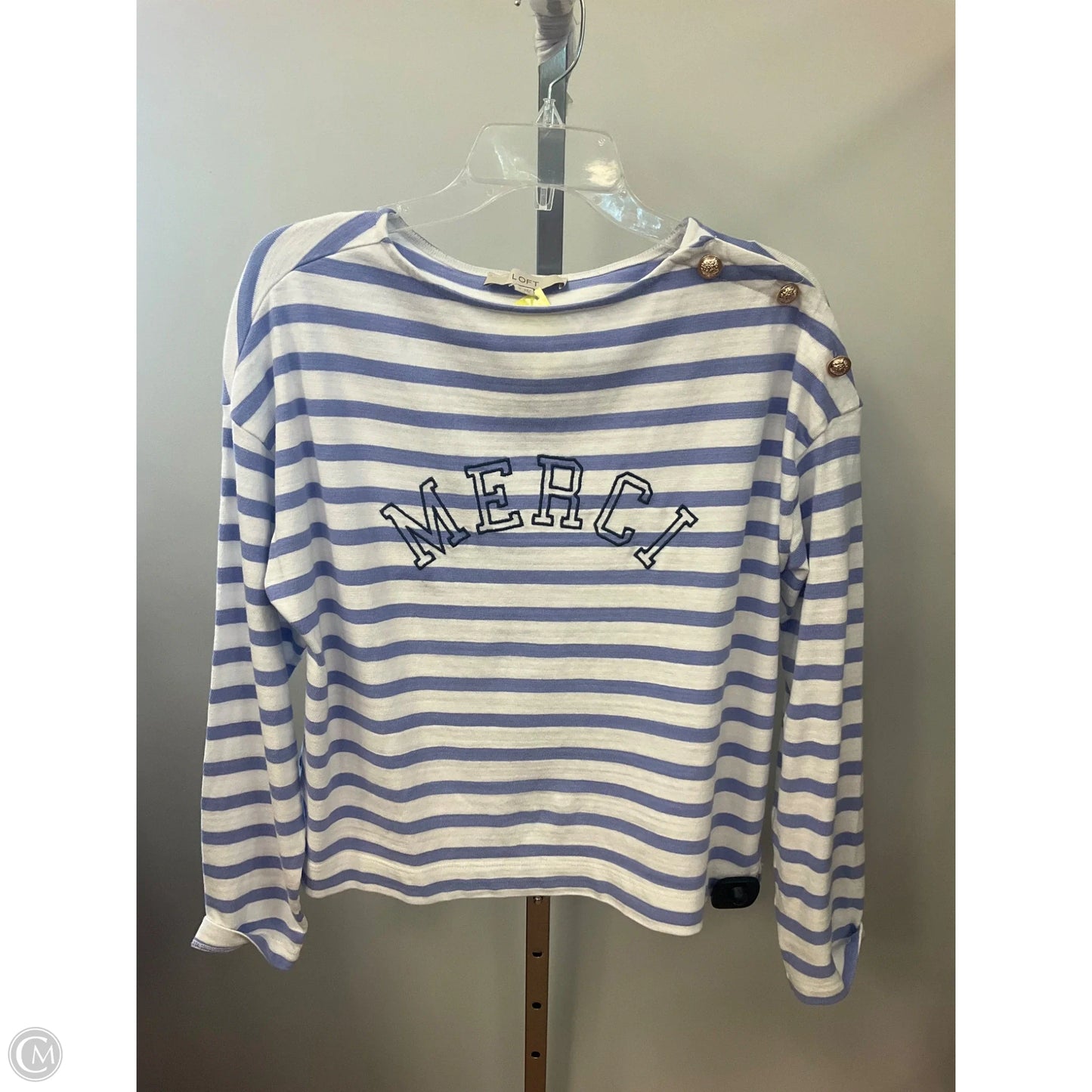 Top Long Sleeve By Loft In Striped Pattern, Size: M