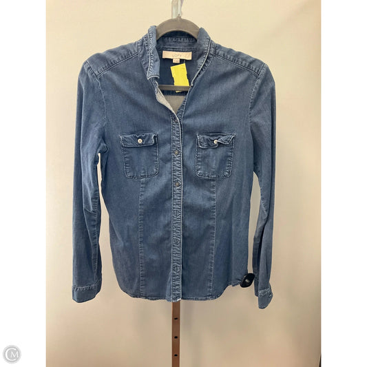 Top Long Sleeve By Loft In Blue Denim, Size: S