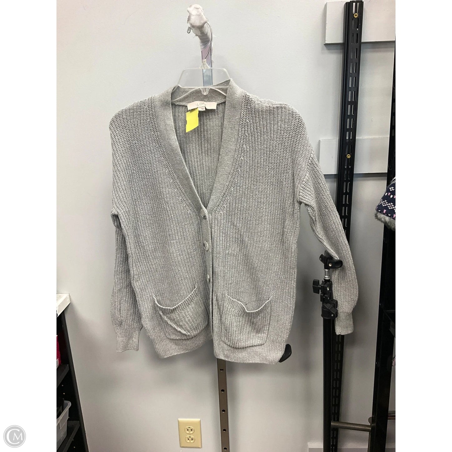 Sweater Cardigan By Loft In Grey, Size: S