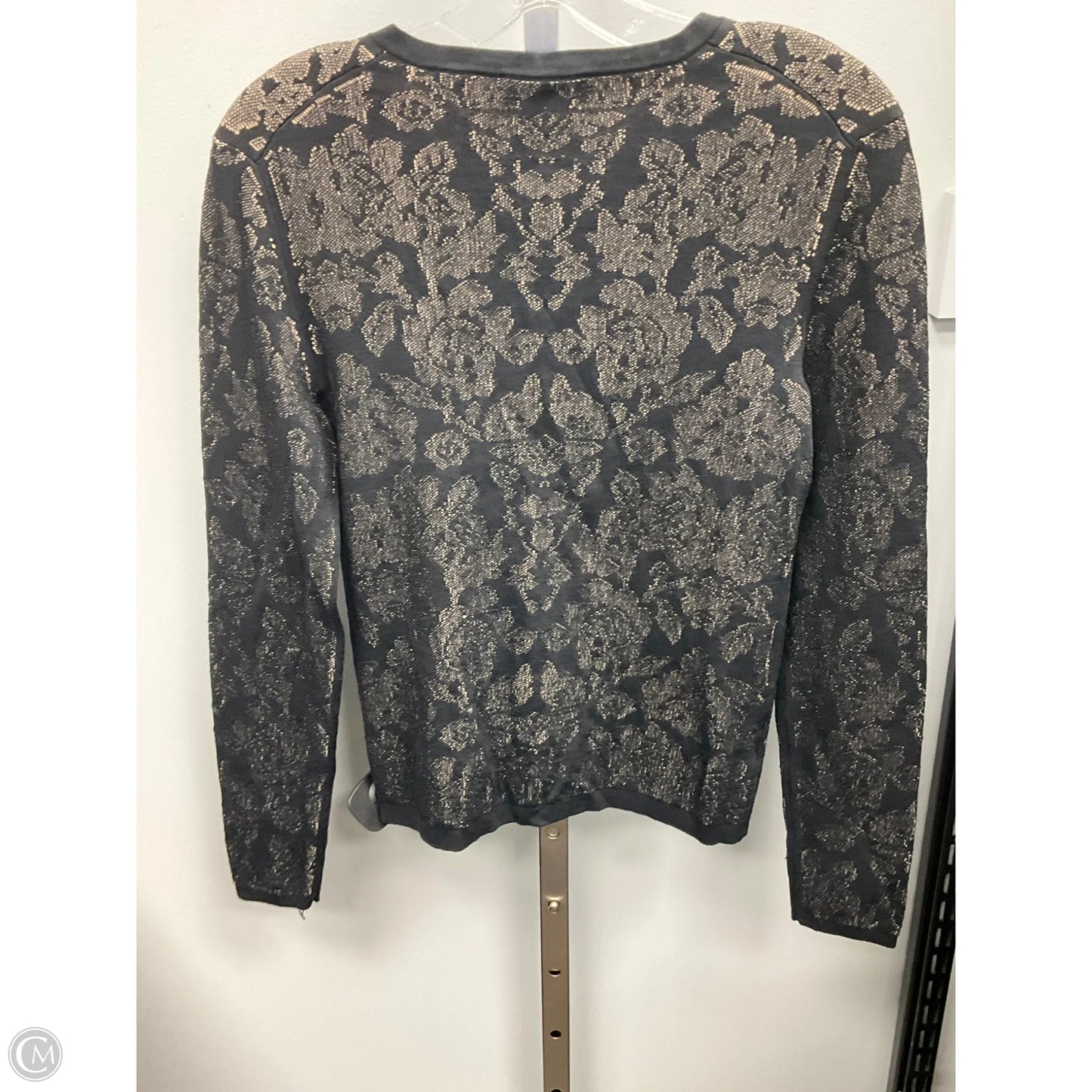 Sweater Cardigan By Ann Taylor In Black & Tan, Size: S