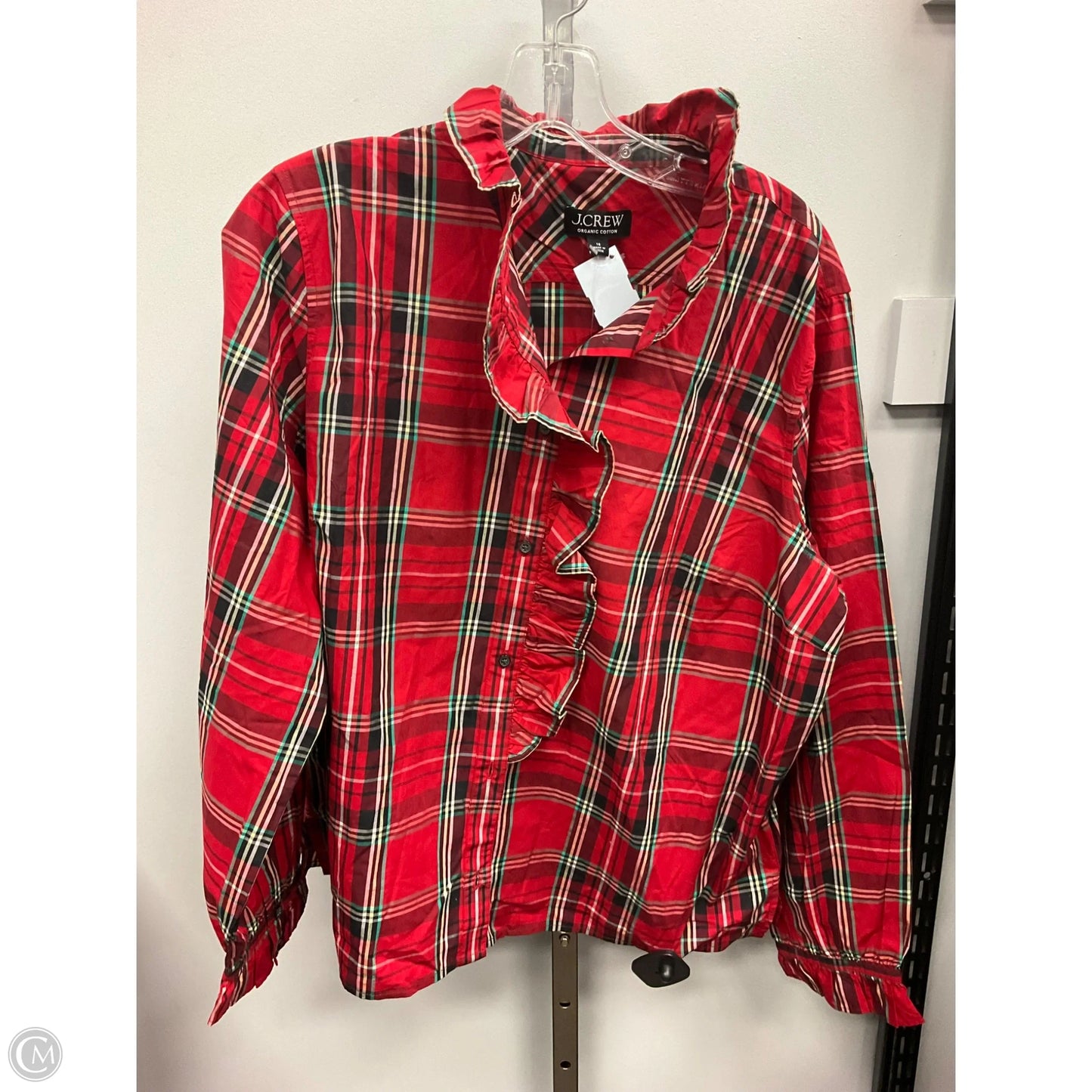 Blouse Long Sleeve By J. Crew In Plaid Pattern, Size: 18