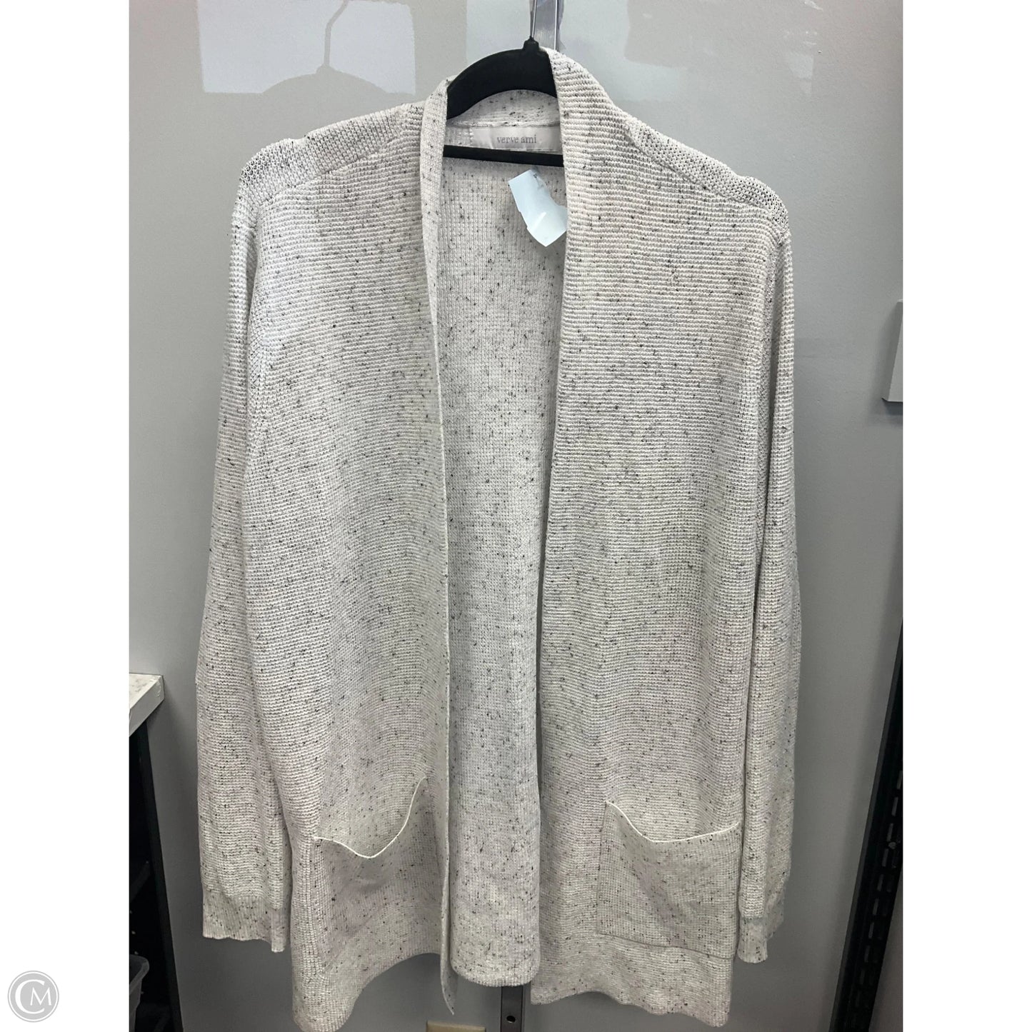 Sweater Cardigan By Verve Ami In Grey & White, Size: 2x