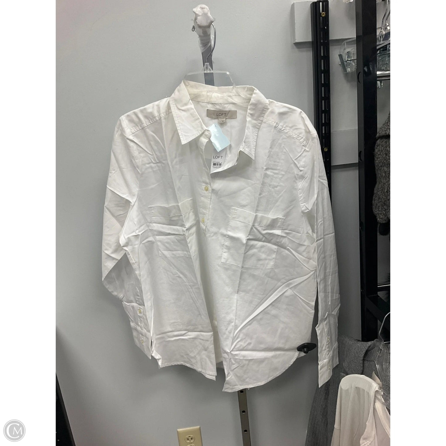 Blouse Long Sleeve By Loft In White, Size: Xl