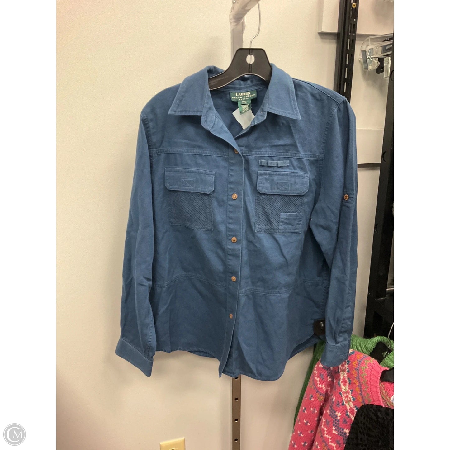 Top Long Sleeve By Lauren By Ralph Lauren In Blue, Size: Lp