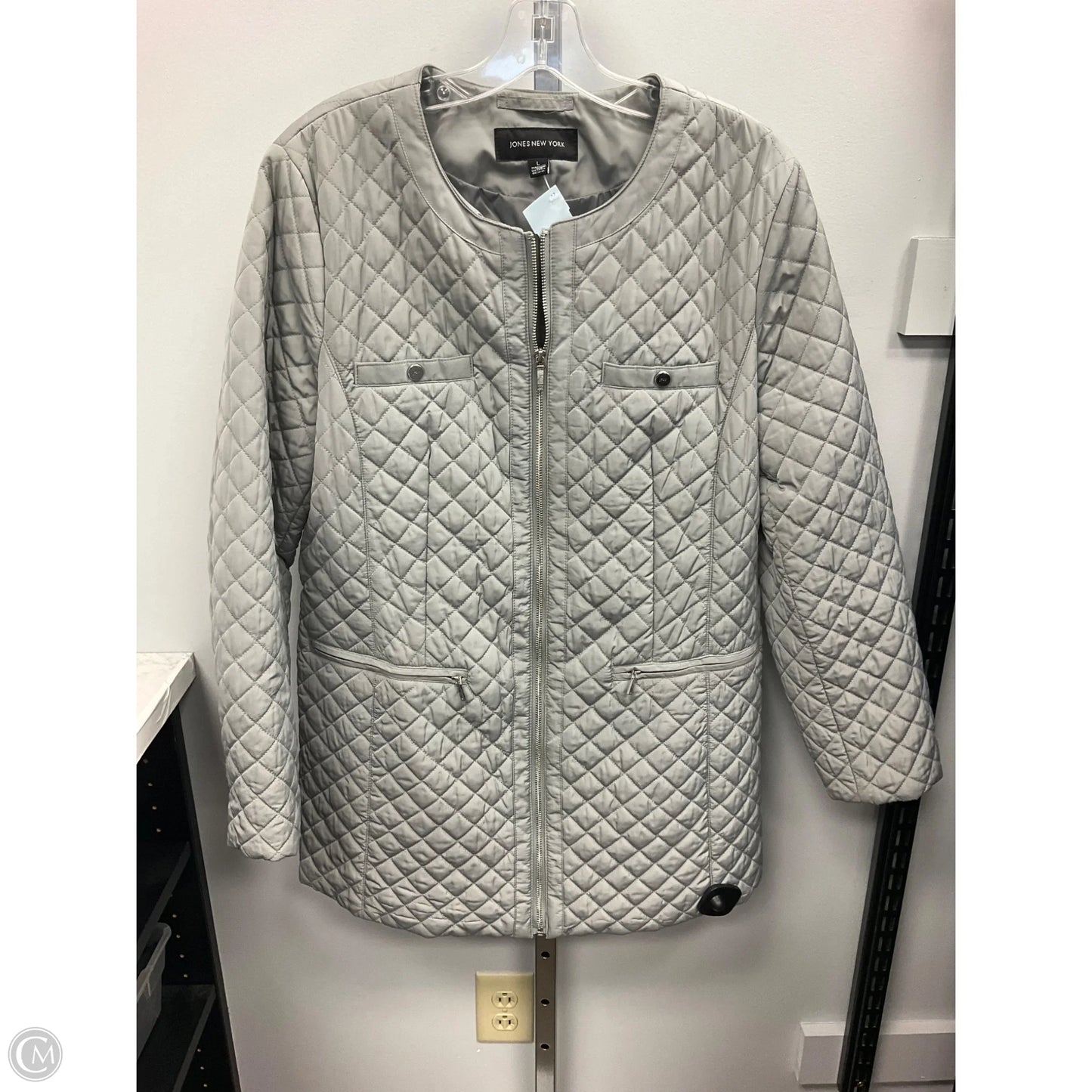 Coat Puffer & Quilted By Jones New York In Grey, Size: L