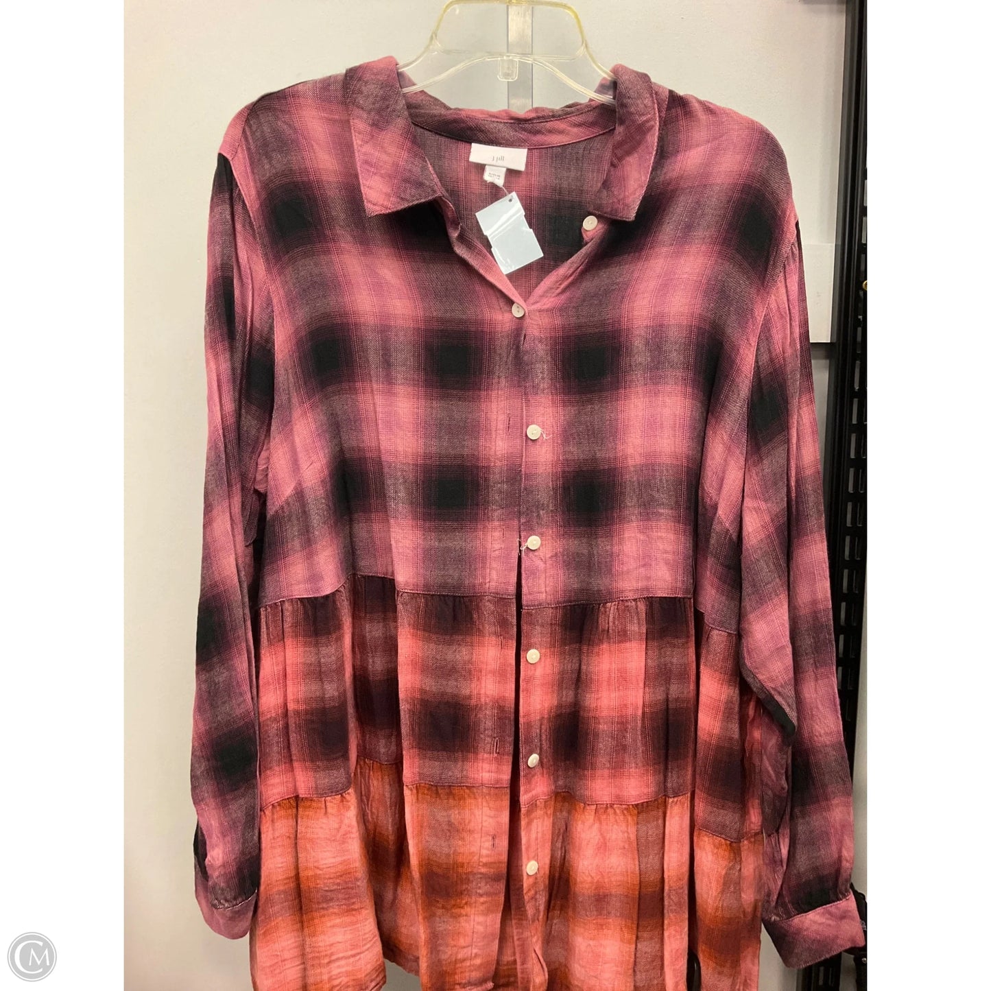 Top Long Sleeve By J. Jill In Plaid Pattern, Size: 2x