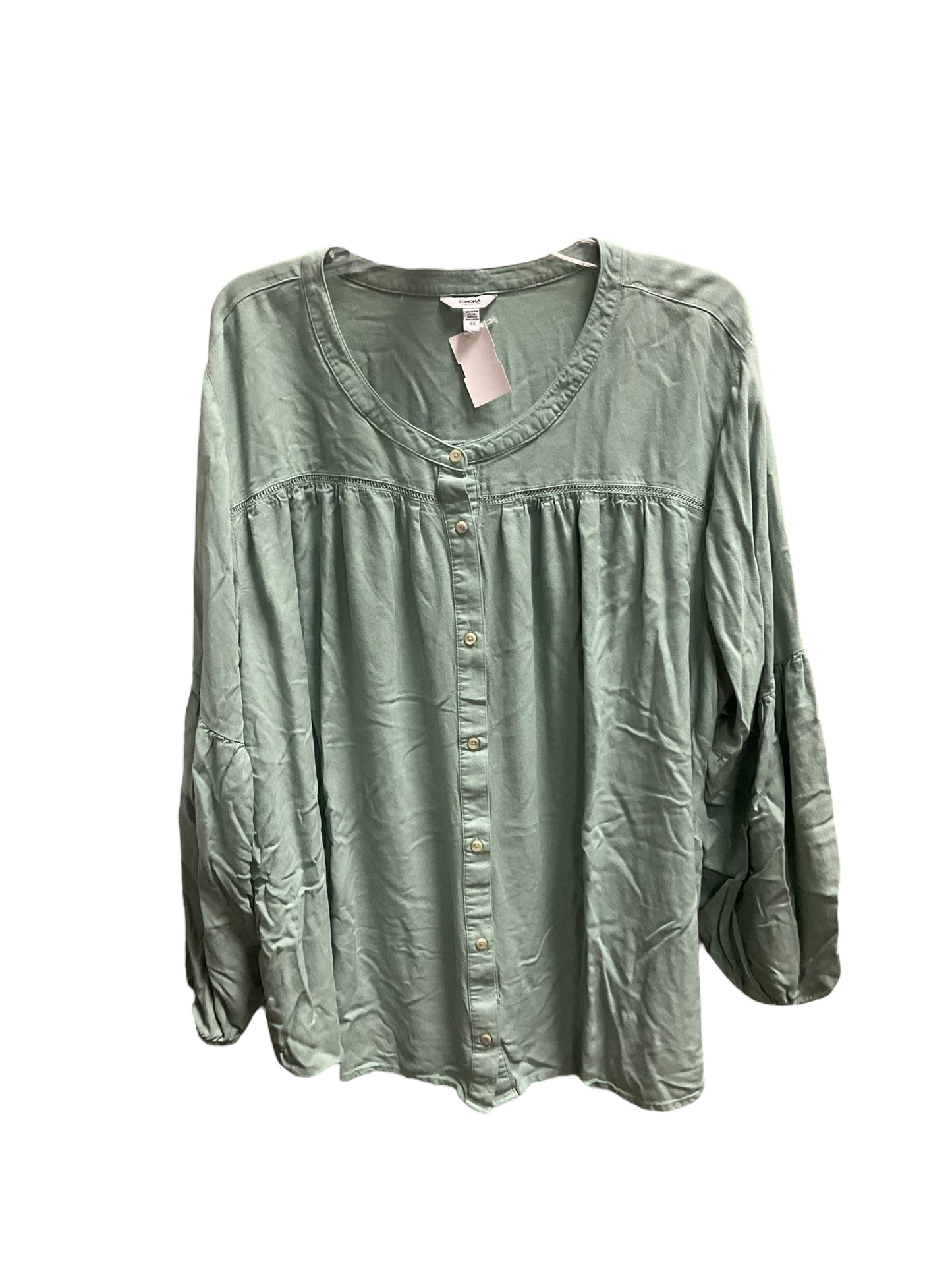 Top Long Sleeve By Sonoma In Green, Size: 4x