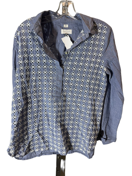 Top Long Sleeve By Loft In Blue White, Size: M