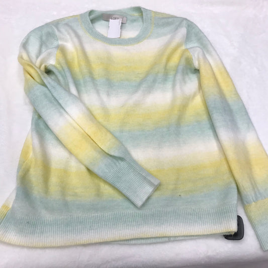 Sweater By Loft In White & Yellow, Size: M