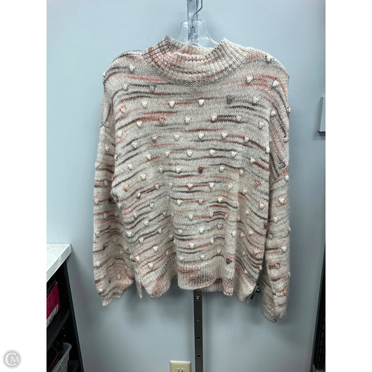 Sweater By Loft In Cream & Orange, Size: L