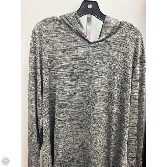 Athletic Top Long Sleeve Hoodie By Clothes Mentor In Grey & White, Size: 2x