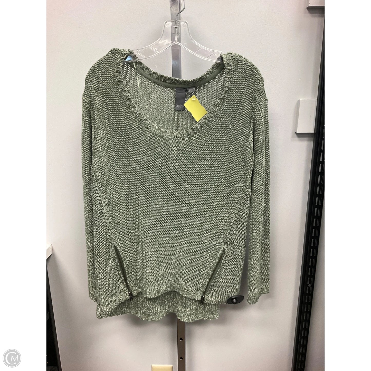 Sweater By Quinn In Green & White, Size: L