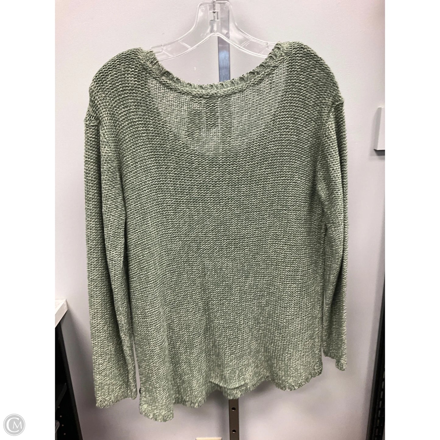 Sweater By Quinn In Green & White, Size: L
