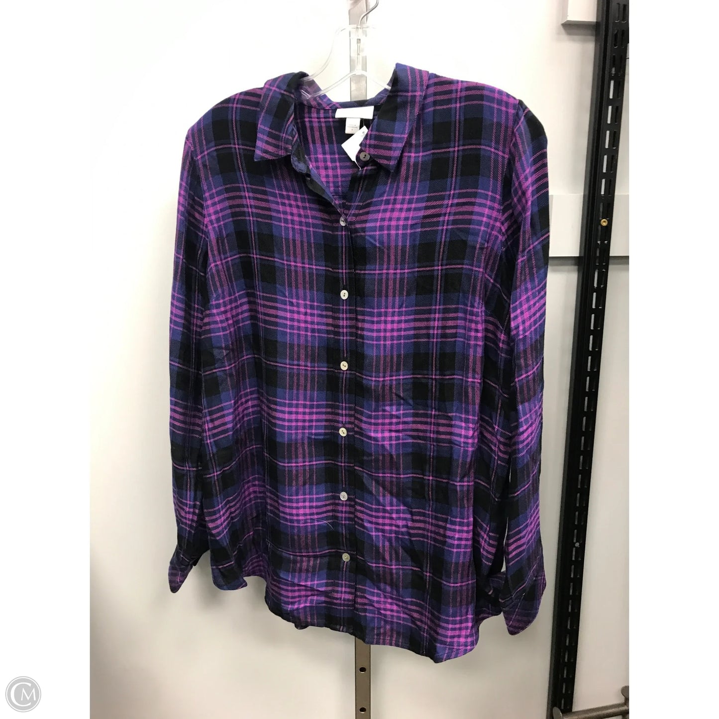 Top Long Sleeve Basic By J. Jill In Plaid Pattern, Size: S
