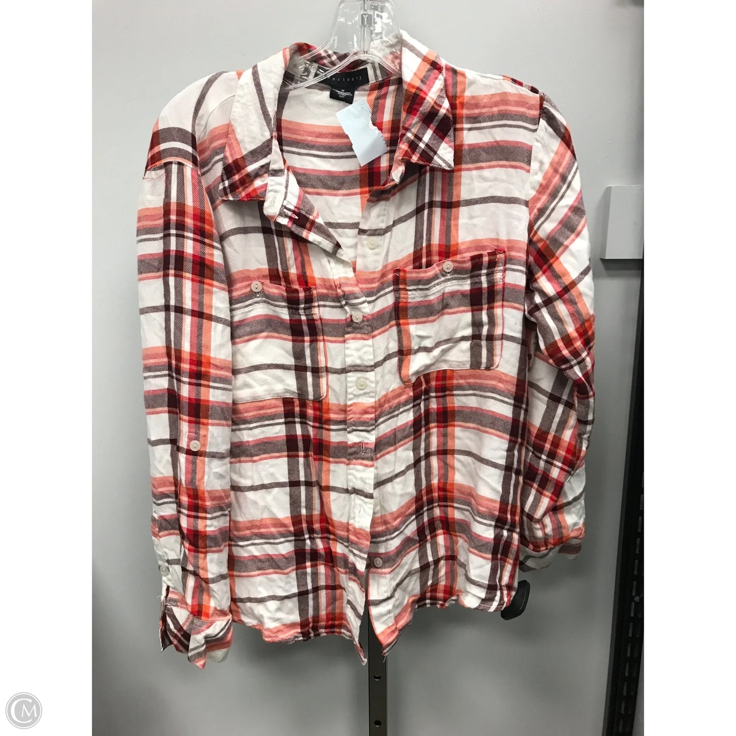 Top Long Sleeve Basic By Sanctuary In Plaid Pattern, Size: M