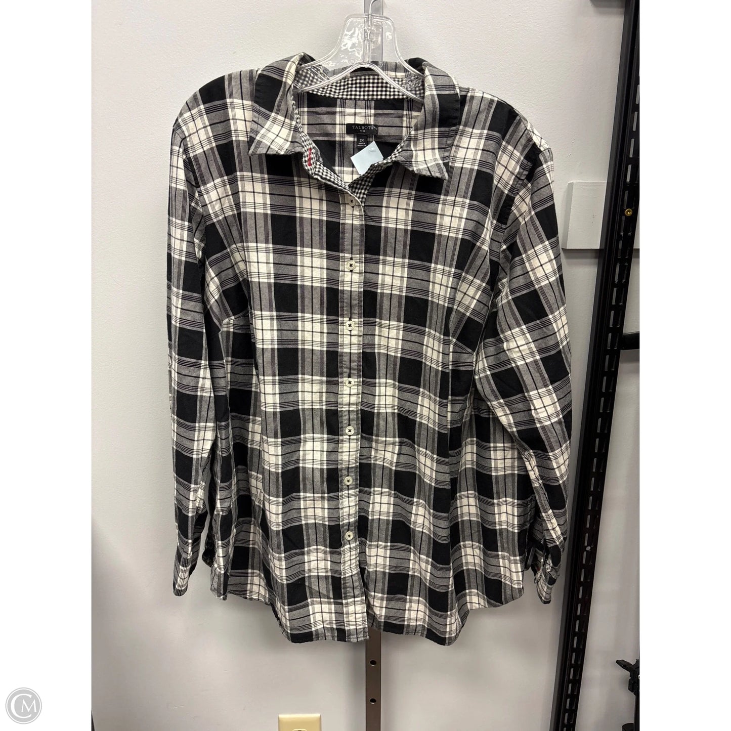 Top Long Sleeve By Talbots In Black & Cream, Size: 2x