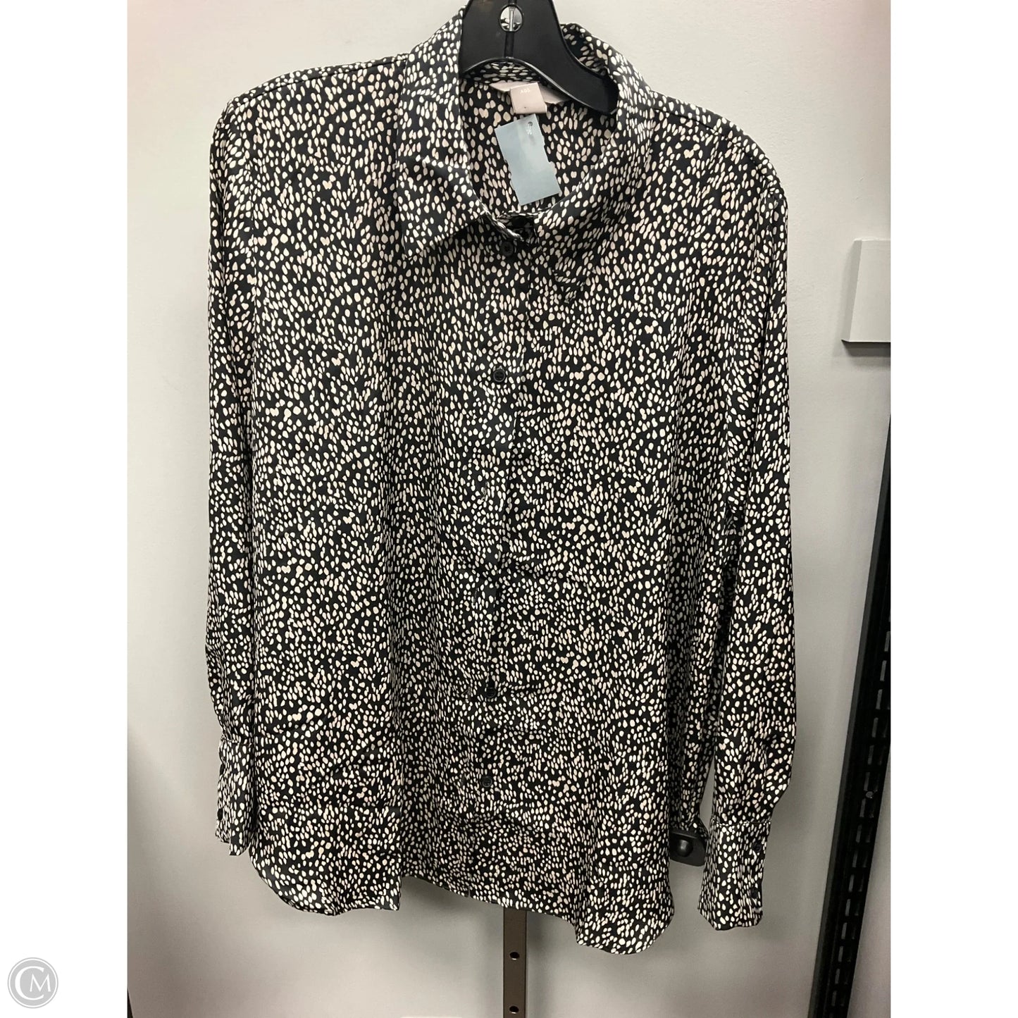 Top Long Sleeve Basic By H&m In Black & Cream, Size: L
