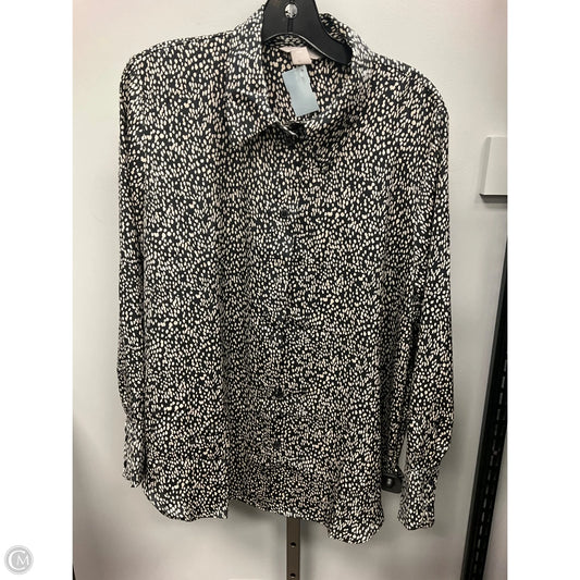 Top Long Sleeve Basic By H&m In Black & Cream, Size: L