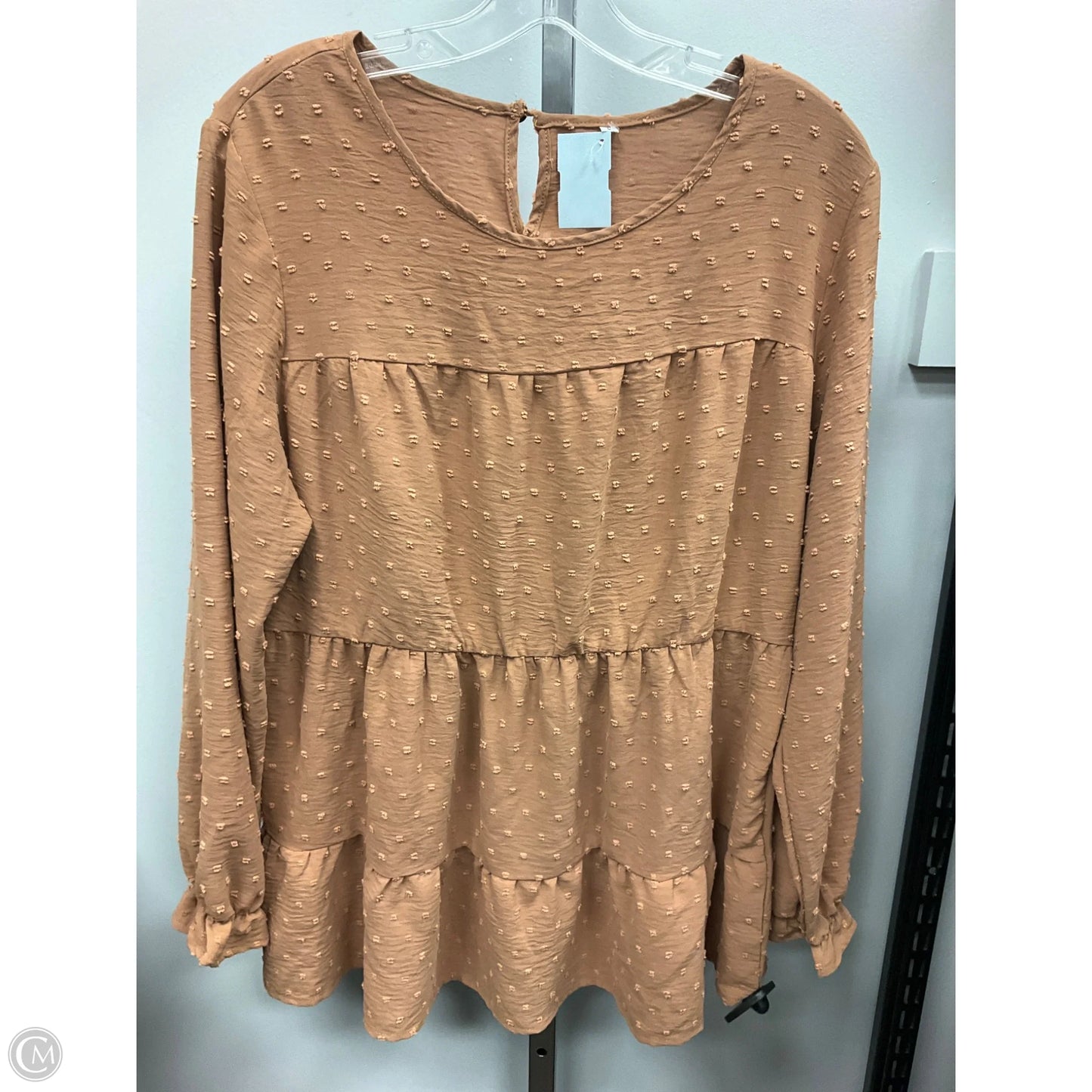 Top Long Sleeve By Cme In Yellow, Size: L