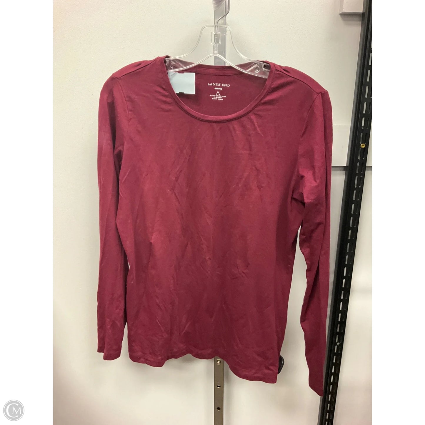 Top Long Sleeve Basic By Lands End In Maroon, Size: M