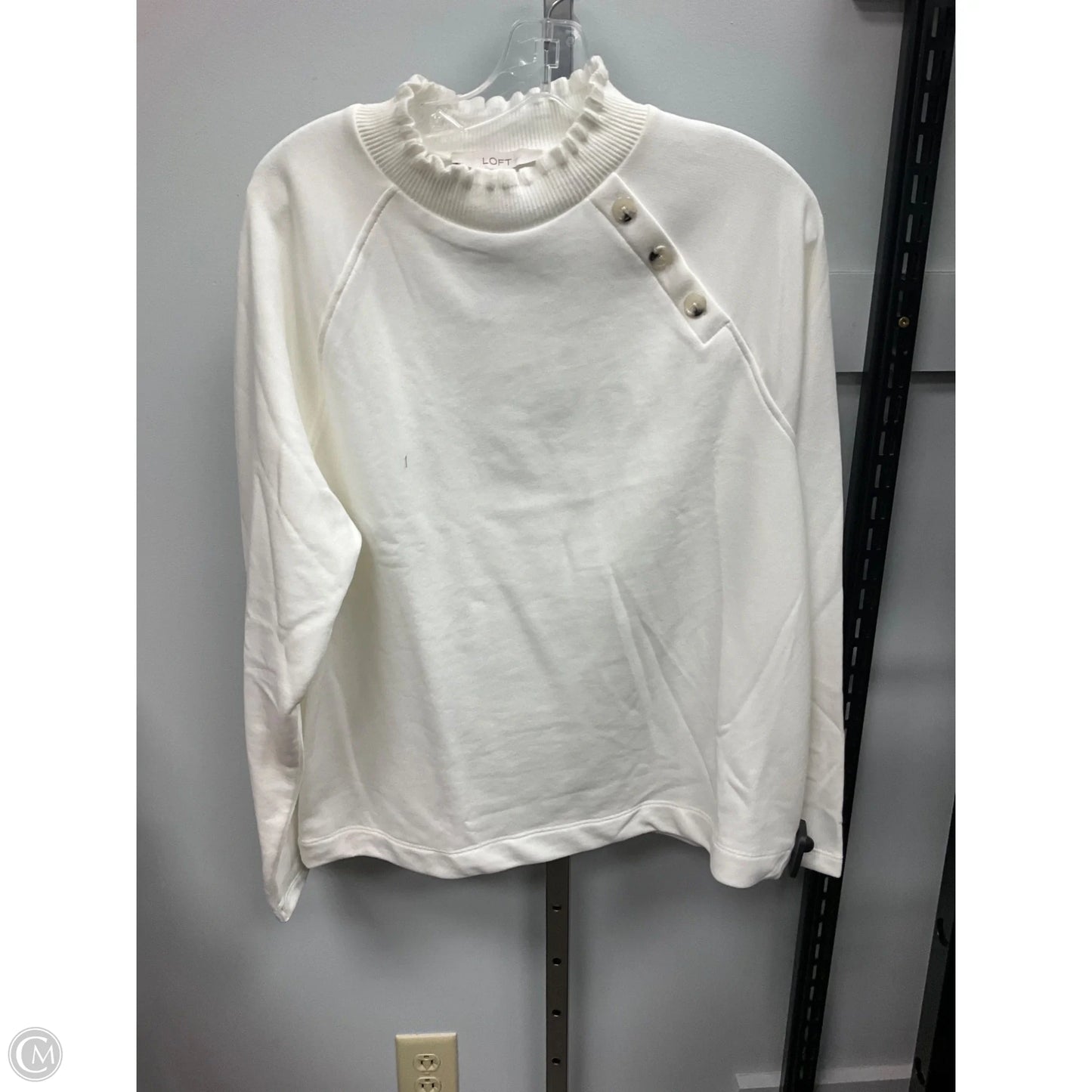Top Long Sleeve By Loft In Cream, Size: L