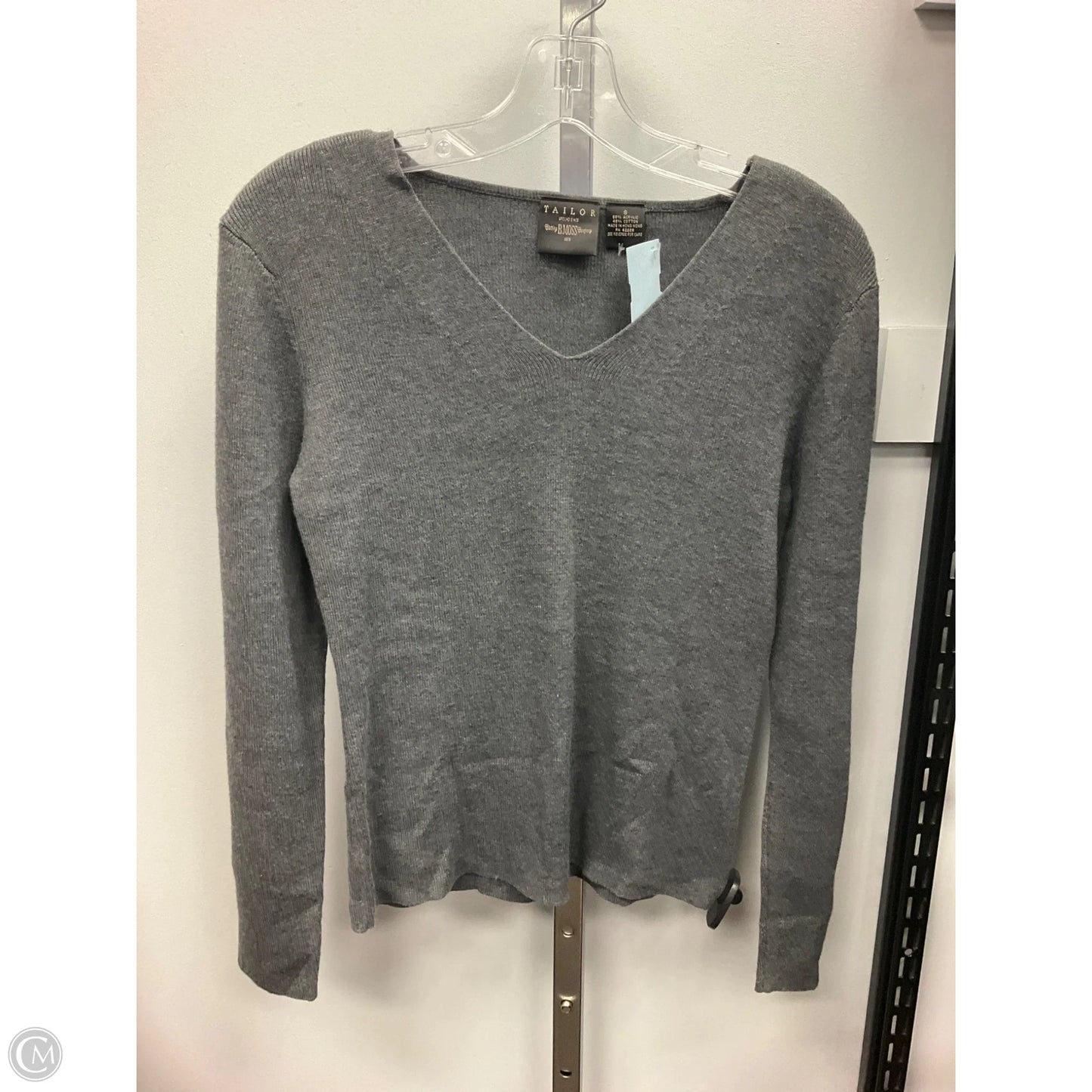 Top Long Sleeve By Tailor By B Moss In Grey, Size: S