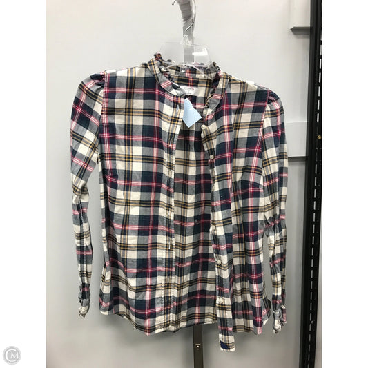 Top Long Sleeve By Clothes Mentor In Plaid Pattern, Size: 0