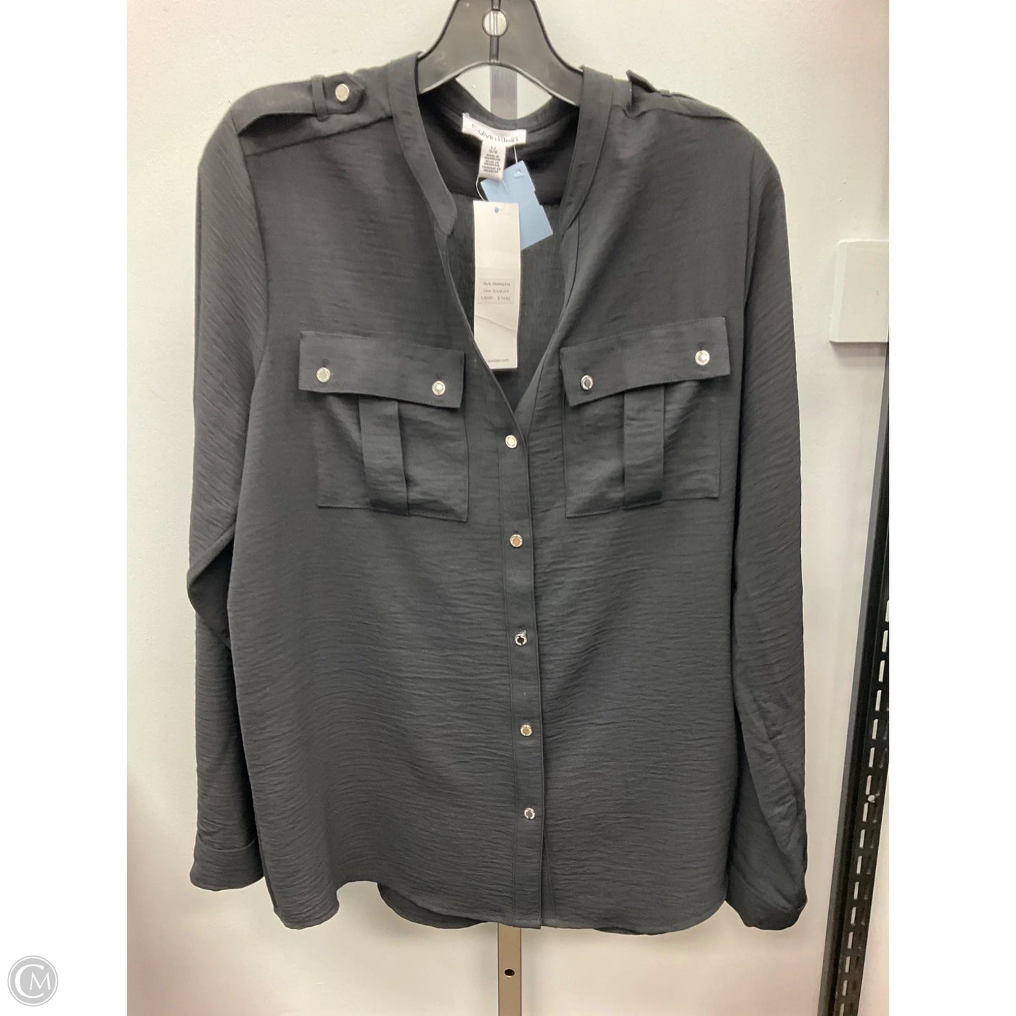Top Long Sleeve By Calvin Klein In Black, Size: L