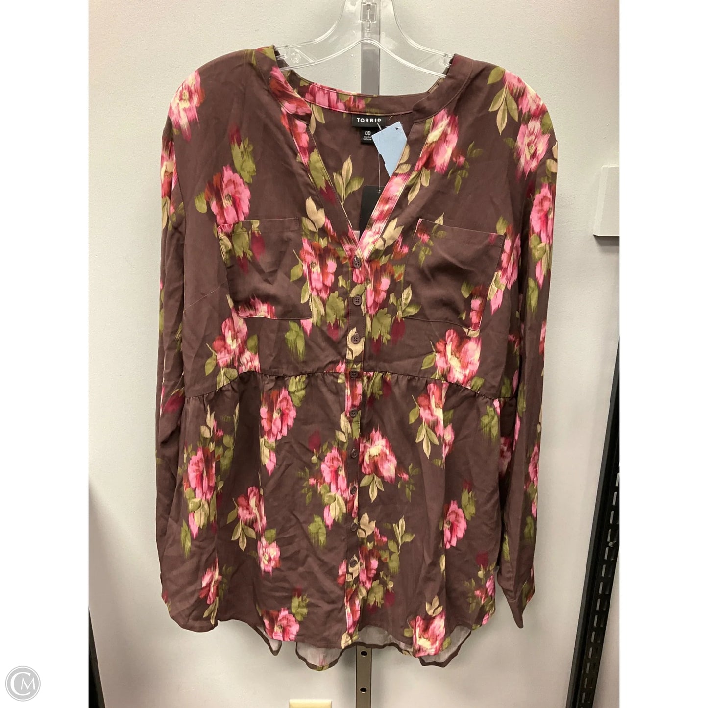 Top Long Sleeve By Torrid In Floral Print, Size: Xl