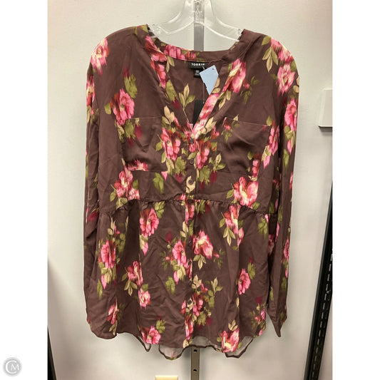 Top Long Sleeve By Torrid In Floral Print, Size: Xl
