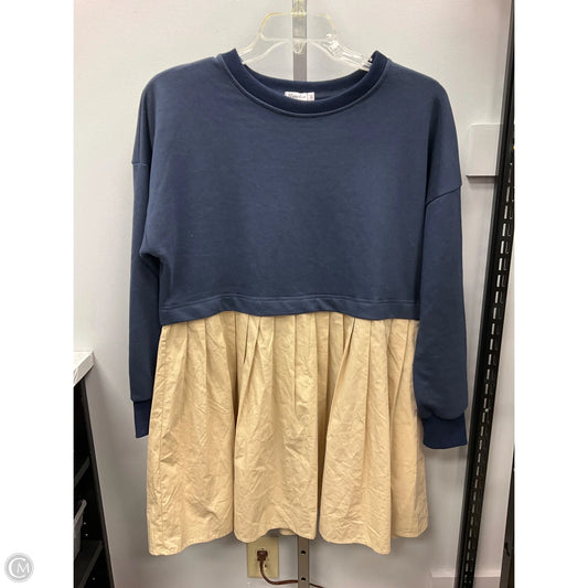 Dress Casual Short By Clothes Mentor In Blue & Cream, Size: M